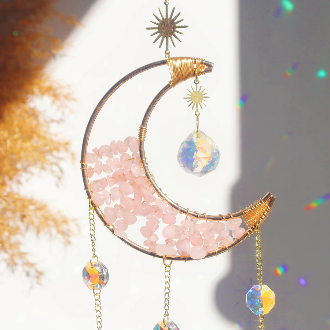 Luna krystall måne-solfanger - Rosenkvarts