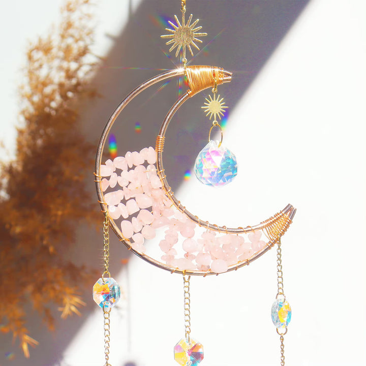 Luna krystall måne-solfanger - Rosenkvarts